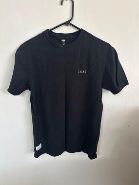 LSKD Black Short Sleeve Crew Tee with Small Multicolor Chest Logo